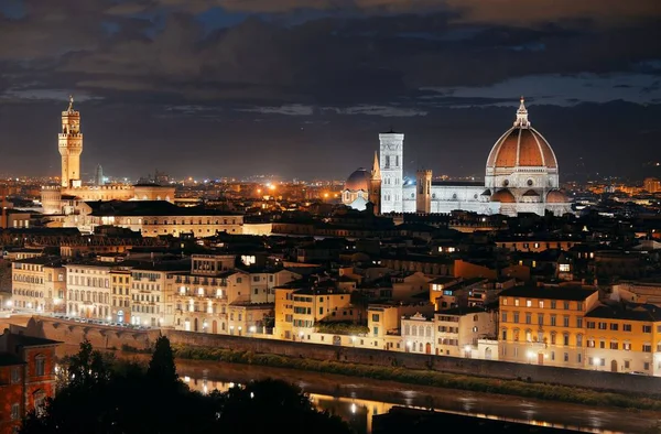 佛罗伦萨大教堂 夜间从米开朗基罗广场俯瞰城市的天际 — 图库照片
