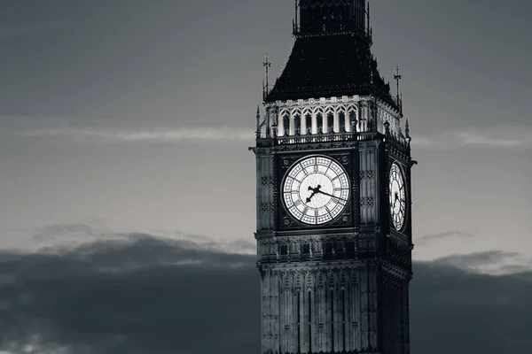 Big Ben Nahaufnahme London Schwarz Weiß — Stockfoto