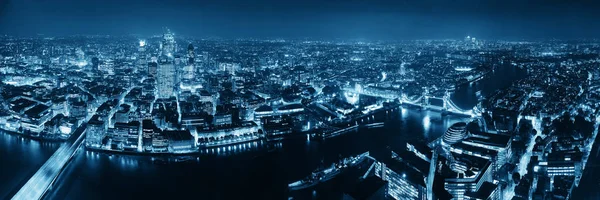 Panorama Vista Aerea Londra Notte Con Architetture Urbane Tower Bridge — Foto Stock