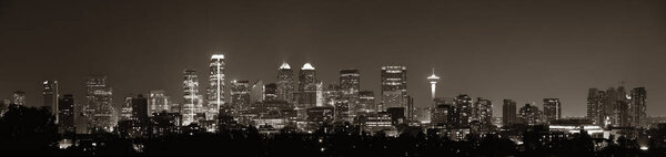 Calgary skyline in Alberta at night, Canada.