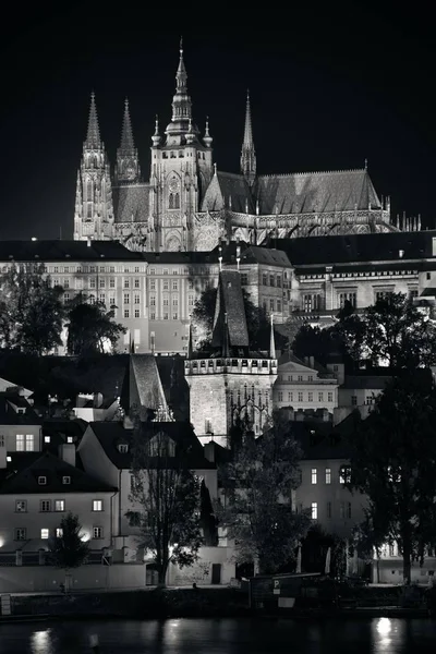 Castelo Praga Com Catedral São Vito República Checa Noite — Fotografia de Stock