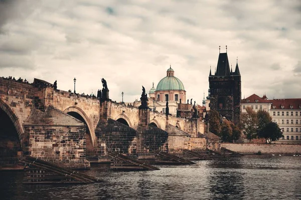 Prague Skyline Bridge River Czech Republic — Stock Photo, Image