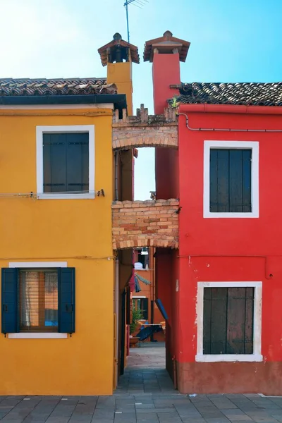 Burano Πολύχρωμα Ιστορικά Κτίρια Closeup Άποψη Βενετία Ιταλία — Φωτογραφία Αρχείου