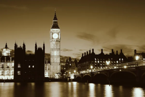 Big Ben Och House Parliament London Skymningen Panorama — Stockfoto