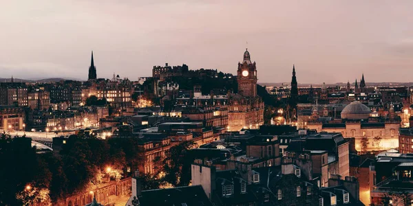 Edinburgh Stadtpanorama Bei Nacht Großbritannien — Stockfoto