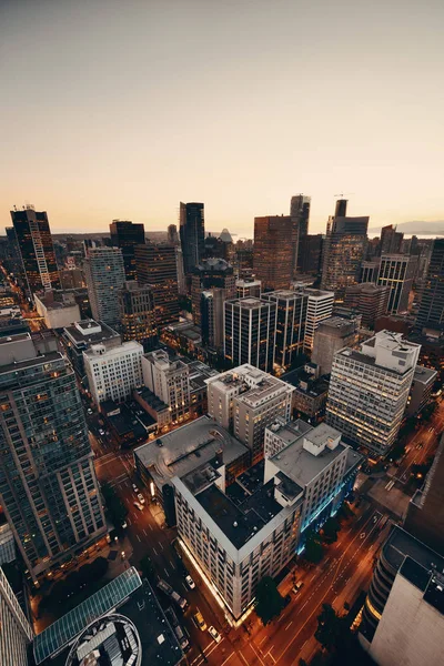 Vista Panorâmica Vancouver Com Arquitecturas Urbanas Pôr Sol — Fotografia de Stock