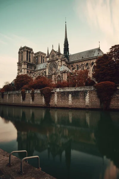 Sena Del Río París Con Catedral Notre Dame Francia —  Fotos de Stock