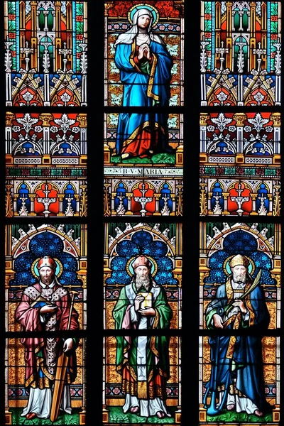 捷克布拉格城堡圣圣维特大教堂着色玻璃图案 — 图库照片