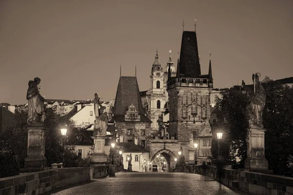 Pont Charles Prague République Tchèque Nuit — Photo