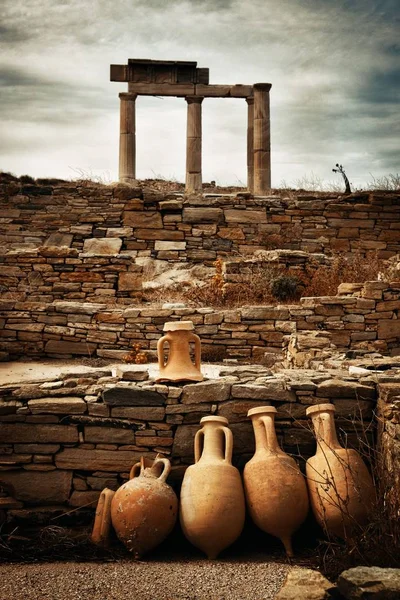 Ruinas Históricas Isla Delos Cerca Mikonos Grecia — Foto de Stock