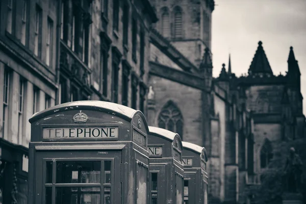 Edimburgo Vista Sulla Città Con Cabina Telefonica Nel Regno Unito — Foto Stock