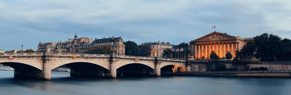 Parijse Rivier Seine Panorama Met Pont Concorde Assemblee Nationale — Stockfoto