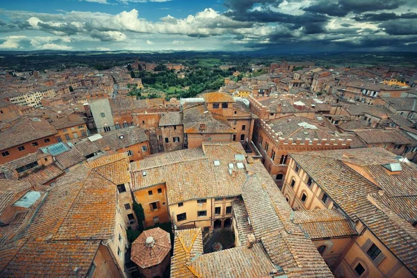 Medeltida Staden Siena Takutsikt Med Historiska Byggnader Italien — Stockfoto