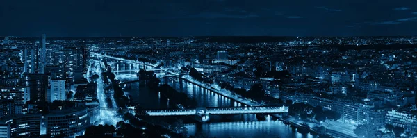 Parigi Città Skyline Vista Panoramica Con Senna Notte Francia — Foto Stock
