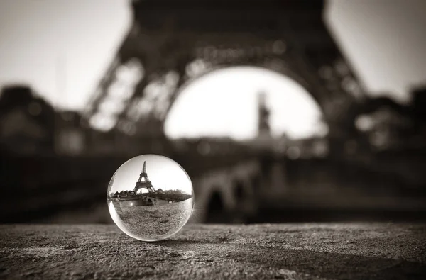 Eiffel Tower Chrystal Ball Famous City Landmark Paris — Stock Photo, Image