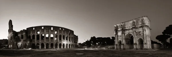 Colosseum Och Konstantinbågen Nattetid Rom Italien Svart Och Vitt — Stockfoto