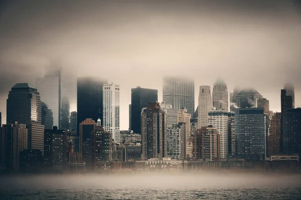 Distrito Negocios Del Centro Nueva York Día Niebla —  Fotos de Stock