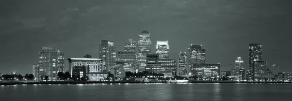 Geschäftsviertel Canary Wharf London Bei Nacht Über Der Themse — Stockfoto