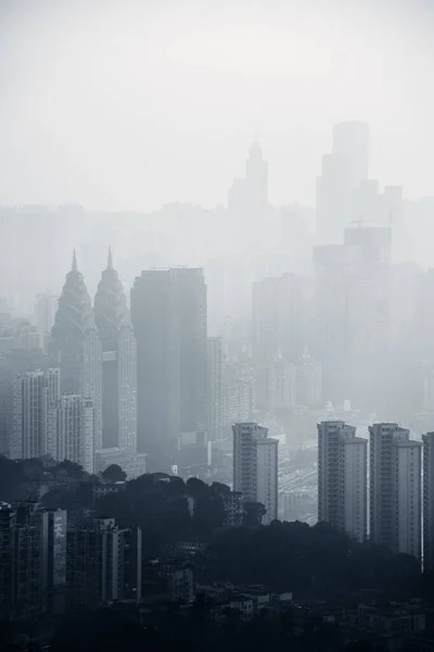 Chongqing Şehir Mimarisi Şehir Silueti Çin Sisli — Stok fotoğraf