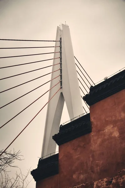 Brug Met Oude Huis Stad Stedelijke Architectuur Chongqing China — Stockfoto