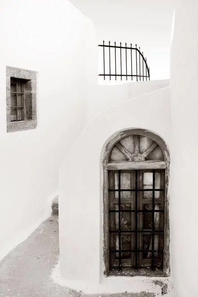 Drzwi Ulica Wyspy Santorini Grecji — Zdjęcie stockowe