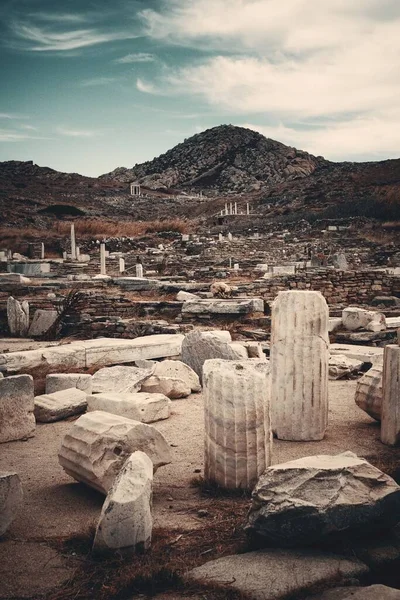 Historische Ruïnes Delos Eiland Bij Mikonos Griekenland — Stockfoto