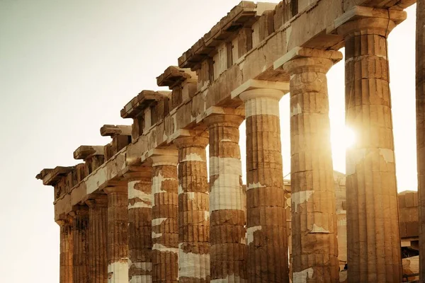 Parthenon Templom Közelkép Akropoliszban Athénban Görögországban — Stock Fotó