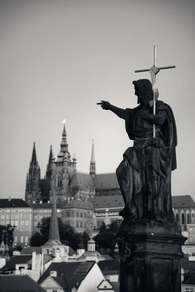 Charles Köprüsü Heykel Closeup Prag Çek Cumhuriyeti — Stok fotoğraf