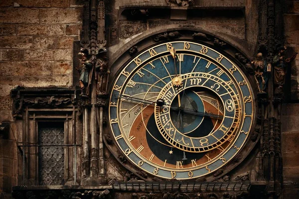 Primer Plano Del Reloj Astronómico Plaza Ciudad Vieja Praga República — Foto de Stock