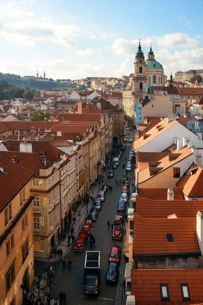 Prag Ufuk Çizgisi Çatı Manzarası Çek Cumhuriyeti Nde Kilise Kubbe — Stok fotoğraf