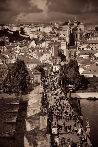 Praga Skyline Ponte Sobre Rio República Checa — Fotografia de Stock