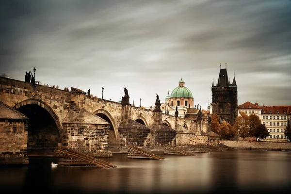 Prague Skyline Pont Sur Rivière République Tchèque — Photo