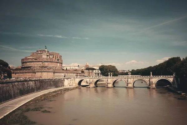 Castel Sant Angelo Στην Ιταλία Ρώμη Και Γέφυρα Πάνω Από — Φωτογραφία Αρχείου