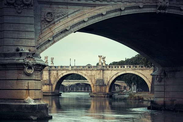 Rio Tibre Com Ponte Vittorio Emanuele Ponte Sant Angelo Roma — Fotografia de Stock