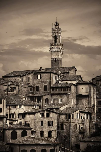 Medeltida Staden Siena Skyline Utsikt Med Historiska Byggnader Italien — Stockfoto