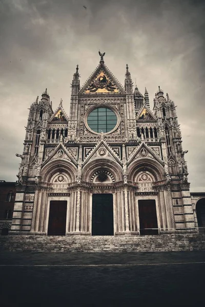 Siena Catedral Primer Plano Como Famoso Hito Ciudad Medieval Día — Foto de Stock