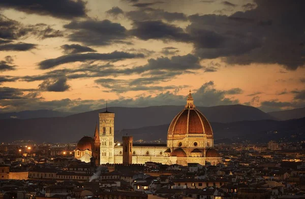 Cathédrale Florence Avec Horizon Ville Vue Piazzale Michelangelo Nuit — Photo