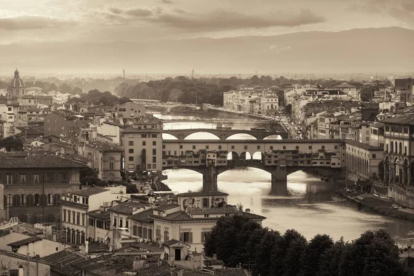 Florence Skyline Gezien Vanaf Piazzale Michelangelo Zwart Wit — Stockfoto