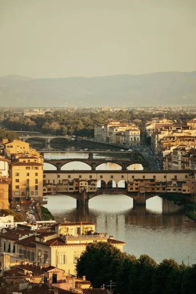 Vista Del Horizonte Florencia Desde Piazzale Michelangelo Ponte Vecchio —  Fotos de Stock