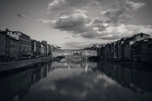 Ponte Vecchio Arno River Florence Italy Monochrome — Stock Photo, Image