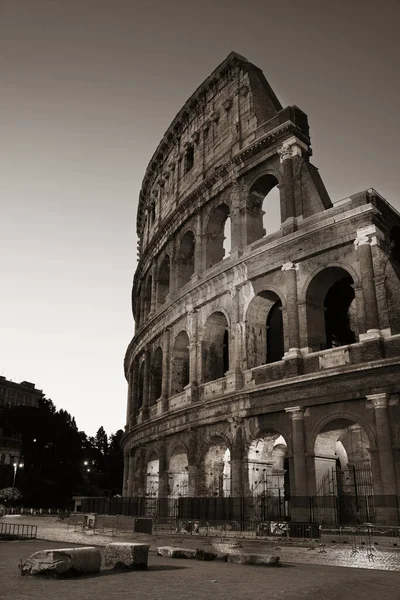 Colosseum Natten Rom Italien Svart Och Vitt — Stockfoto