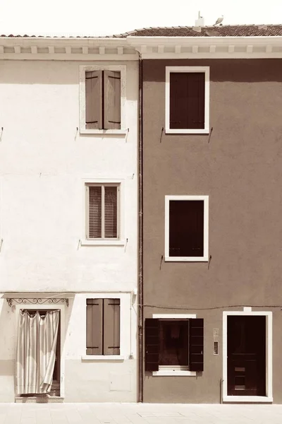 Burano Edificios Históricos Puerta Ventana Blanco Negro Venecia Italia — Foto de Stock