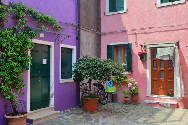 Burano Bunte Historische Gebäude Venedig Italien — Stockfoto