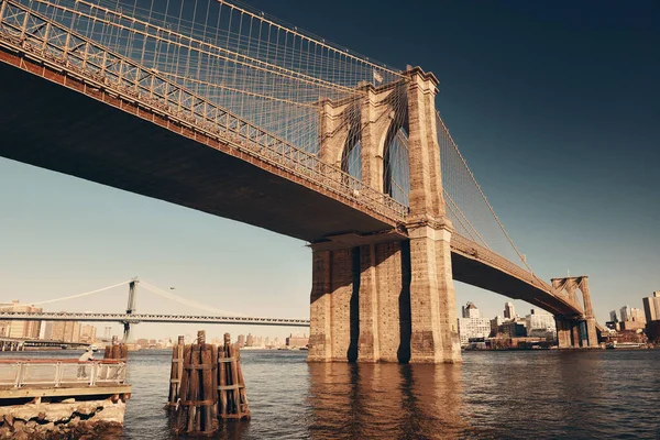 Brooklynský Most Nábřeží Centru Manhattanu New York City — Stock fotografie