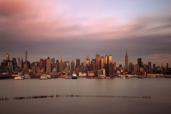 Skyline Midtown Sul Fiume Hudson New York Con Grattacieli Tramonto — Foto Stock