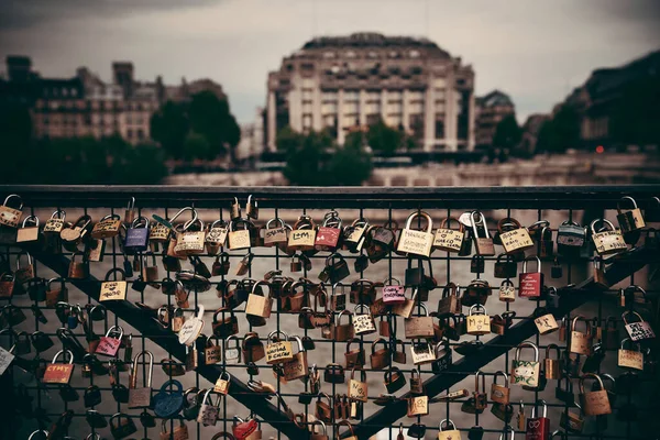 Enorme Hoeveelheid Hangsloten Brug Seine Parijs — Stockfoto