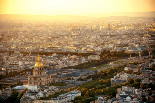 Vue Sur Paris Sur Toit Avec Tombe Napoléon Coucher Soleil — Photo