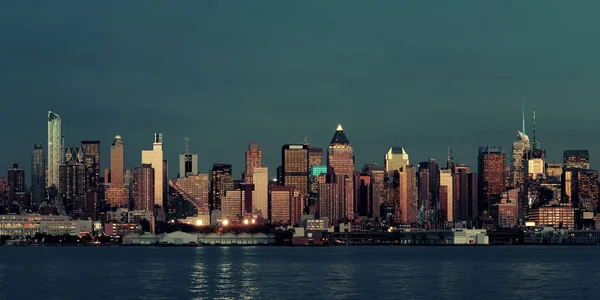 Midtown Manhattan Skyline Bij Schemering Panorama Hudson River — Stockfoto
