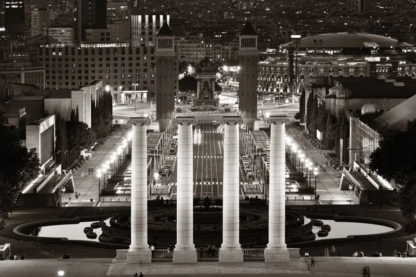 Marco Placa Espanya Vista Panorâmica Entardecer Barcelona Espanha — Fotografia de Stock