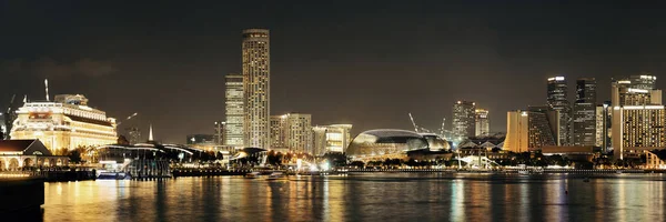 Skyline Singapore Notte Con Edifici Urbani — Foto Stock